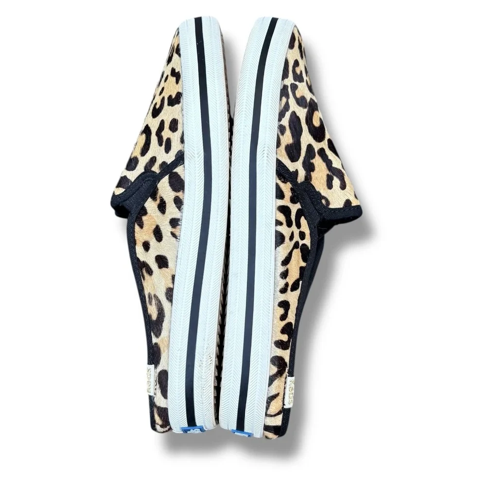 Kate Spade Keds Leopard Print Calf Hair‎ Double Decker Mule Sneakers Women